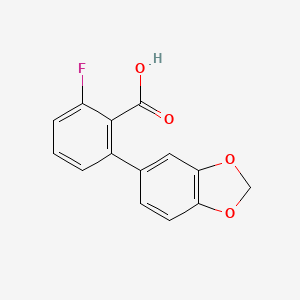 molecular formula C14H9FO4 B6401241 6-Fluoro-2-(3,4-methylenedioxyphenyl)benzoic acid, 95% CAS No. 1261965-94-9