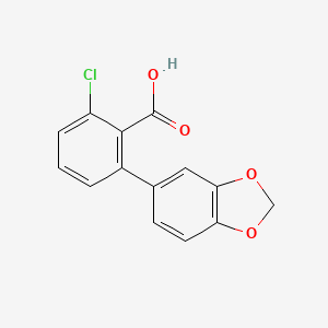 molecular formula C14H9ClO4 B6401252 6-Chloro-2-(3,4-methylenedioxyphenyl)benzoic acid, 95% CAS No. 1262006-81-4