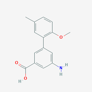 molecular formula C15H15NO3 B6401312 3-Amino-5-(2-methoxy-5-methylphenyl)benzoic acid, 95% CAS No. 1261907-01-0