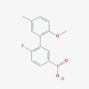 4-Fluoro-3-(2-methoxy-5-methylphenyl)benzoic acid, 95%