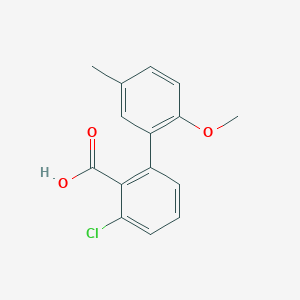 molecular formula C15H13ClO3 B6401376 6-Chloro-2-(2-methoxy-5-methylphenyl)benzoic acid, 95% CAS No. 1261960-52-4