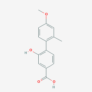 molecular formula C15H14O4 B6401436 3-Hydroxy-4-(4-methoxy-2-methylphenyl)benzoic acid, 95% CAS No. 1261974-33-7