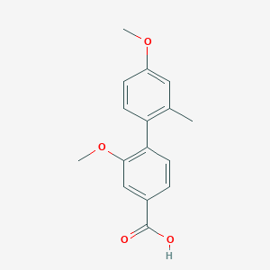 molecular formula C16H16O4 B6401437 4-(4-Methoxy-2-methylphenyl)-3-methoxybenzoic acid, 95% CAS No. 1261891-45-5