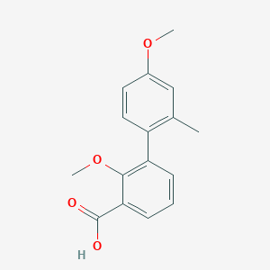 molecular formula C16H16O4 B6401445 3-(4-Methoxy-2-methylphenyl)-2-methoxybenzoic acid, 95% CAS No. 1261933-98-5