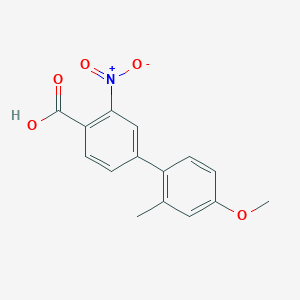 molecular formula C15H13NO5 B6401485 4-(4-Methoxy-2-methylphenyl)-2-nitrobenzoic acid CAS No. 1261957-49-6