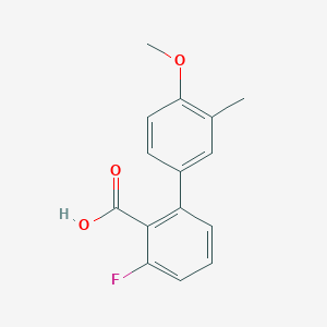 molecular formula C15H13FO3 B6401532 6-Fluoro-2-(4-methoxy-3-methylphenyl)benzoic acid CAS No. 1261966-02-2