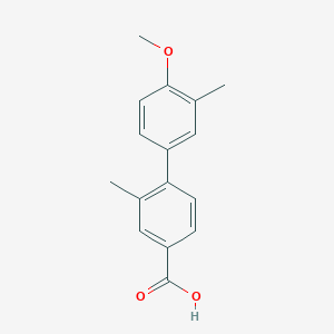 molecular formula C16H16O3 B6401561 4-(4-Methoxy-3-methylphenyl)-3-methylbenzoic acid, 95% CAS No. 1261910-49-9