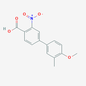 molecular formula C15H13NO5 B6401621 4-(4-Methoxy-3-methylphenyl)-2-nitrobenzoic acid CAS No. 1261894-14-7