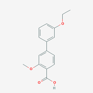 molecular formula C16H16O4 B6401748 4-(3-Ethoxyphenyl)-2-methoxybenzoic acid, 95% CAS No. 1261932-01-7