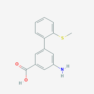 molecular formula C14H13NO2S B6401888 3-Amino-5-(2-methylthiophenyl)benzoic acid, 95% CAS No. 1261976-57-1