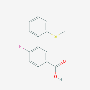 molecular formula C14H11FO2S B6401944 4-Fluoro-3-(2-methylthiophenyl)benzoic acid, 95% CAS No. 1261906-27-7