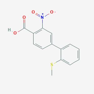 molecular formula C14H11NO4S B6401990 4-(2-Methylthiophenyl)-2-nitrobenzoic acid, 95% CAS No. 1237104-84-5