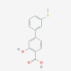 molecular formula C14H12O3S B6402064 2-Hydroxy-4-(3-methylthiophenyl)benzoic acid, 95% CAS No. 1261964-52-6