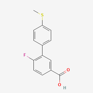 molecular formula C14H11FO2S B6402196 4-Fluoro-3-(4-methylthiophenyl)benzoic acid, 95% CAS No. 1261927-10-9