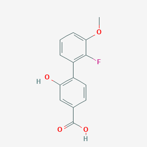 molecular formula C14H11FO4 B6402300 4-(2-Fluoro-3-methoxyphenyl)-3-hydroxybenzoic acid CAS No. 1261944-43-7