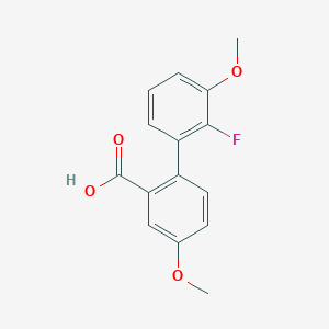 molecular formula C15H13FO4 B6402310 2-(2-Fluoro-3-methoxyphenyl)-5-methoxybenzoic acid, 95% CAS No. 1261977-45-0