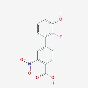 molecular formula C14H10FNO5 B6402379 4-(2-Fluoro-3-methoxyphenyl)-2-nitrobenzoic acid, 95% CAS No. 1261906-84-6