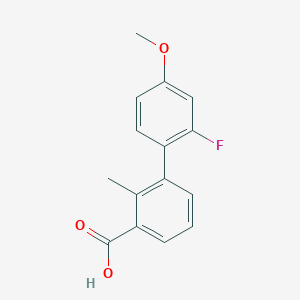 molecular formula C15H13FO3 B6402383 3-(2-Fluoro-4-methoxyphenyl)-2-methylbenzoic acid, 95% CAS No. 1261952-99-1