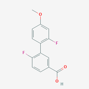 molecular formula C14H10F2O3 B6402400 4-Fluoro-3-(2-fluoro-4-methoxyphenyl)benzoic acid, 95% CAS No. 1261977-96-1