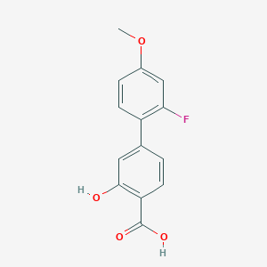 molecular formula C14H11FO4 B6402413 4-(2-Fluoro-4-methoxyphenyl)-2-hydroxybenzoic acid CAS No. 1261927-62-1