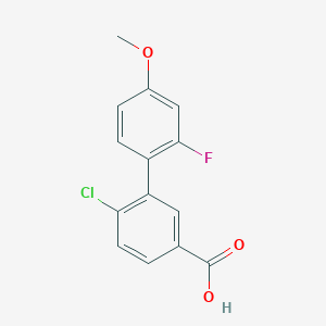 molecular formula C14H10ClFO3 B6402480 4-Chloro-3-(2-fluoro-4-methoxyphenyl)benzoic acid, 95% CAS No. 1261984-95-5