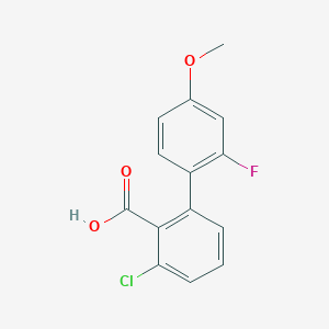 molecular formula C14H10ClFO3 B6402519 6-Chloro-2-(2-fluoro-4-methoxyphenyl)benzoic acid, 95% CAS No. 1261984-84-2