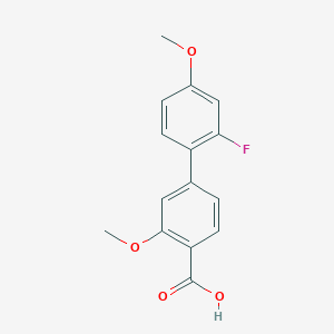 molecular formula C15H13FO4 B6402526 4-(2-Fluoro-4-methoxyphenyl)-2-methoxybenzoic acid, 95% CAS No. 1261891-89-7