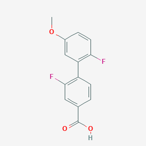 molecular formula C14H10F2O3 B6402563 3-Fluoro-4-(2-fluoro-5-methoxyphenyl)benzoic acid CAS No. 1261900-85-9