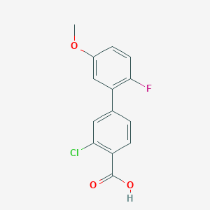 molecular formula C14H10ClFO3 B6402620 2-Chloro-4-(2-fluoro-5-methoxyphenyl)benzoic acid, 95% CAS No. 1261891-98-8