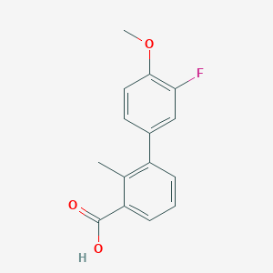 molecular formula C15H13FO3 B6402673 3-(3-Fluoro-4-methoxyphenyl)-2-methylbenzoic acid, 95% CAS No. 1261935-53-8