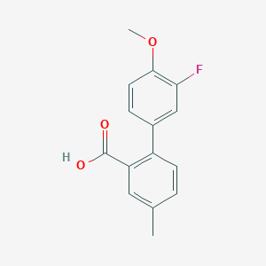 molecular formula C15H13FO3 B6402684 2-(3-Fluoro-4-methoxyphenyl)-5-methylbenzoic acid, 95% CAS No. 1261985-43-6