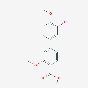 molecular formula C15H13FO4 B6402693 4-(3-Fluoro-4-methoxyphenyl)-2-methoxybenzoic acid, 95% CAS No. 1261928-05-5