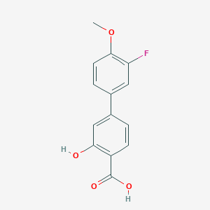 molecular formula C14H11FO4 B6402695 4-(3-Fluoro-4-methoxyphenyl)-2-hydroxybenzoic acid, 95% CAS No. 1261967-12-7