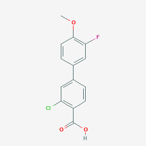 molecular formula C14H10ClFO3 B6402696 2-Chloro-4-(3-fluoro-4-methoxyphenyl)benzoic acid, 95% CAS No. 1261907-17-8