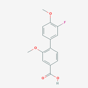 molecular formula C15H13FO4 B6402730 4-(3-Fluoro-4-methoxyphenyl)-3-methoxybenzoic acid CAS No. 1261892-01-6