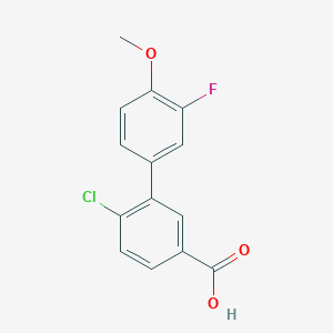 molecular formula C14H10ClFO3 B6402737 4-Chloro-3-(3-fluoro-4-methoxyphenyl)benzoic acid, 95% CAS No. 1261935-89-0