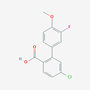 molecular formula C14H10ClFO3 B6402756 4-Chloro-2-(3-fluoro-4-methoxyphenyl)benzoic acid, 95% CAS No. 1261945-12-3