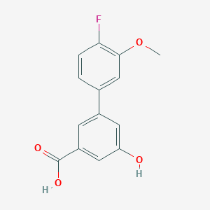 molecular formula C14H11FO4 B6402783 3-(4-Fluoro-3-methoxyphenyl)-5-hydroxybenzoic acid CAS No. 1262008-25-2