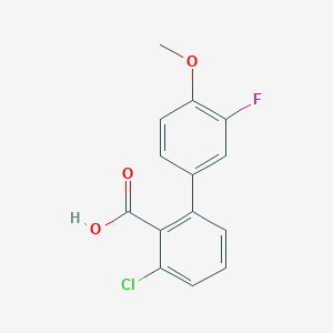 molecular formula C14H10ClFO3 B6402789 6-Chloro-2-(3-fluoro-4-methoxyphenyl)benzoic acid, 95% CAS No. 1261928-12-4