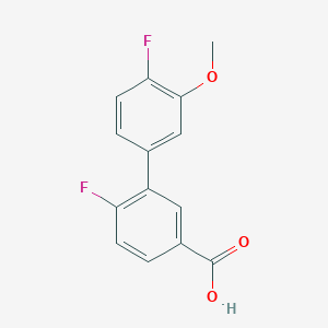 molecular formula C14H10F2O3 B6402798 4-Fluoro-3-(4-fluoro-3-methoxyphenyl)benzoic acid, 95% CAS No. 1261907-24-7