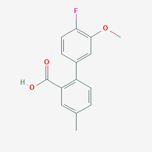 molecular formula C15H13FO3 B6402828 2-(4-Fluoro-3-methoxyphenyl)-5-methylbenzoic acid, 95% CAS No. 1261953-15-4