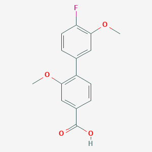 molecular formula C15H13FO4 B6402843 4-(4-Fluoro-3-methoxyphenyl)-3-methoxybenzoic acid CAS No. 1261907-29-2