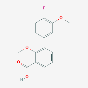 molecular formula C15H13FO4 B6402844 3-(4-Fluoro-3-methoxyphenyl)-2-methoxybenzoic acid CAS No. 1262006-83-6