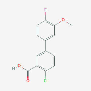 molecular formula C14H10ClFO3 B6402879 2-Chloro-5-(4-fluoro-3-methoxyphenyl)benzoic acid CAS No. 1261969-39-4