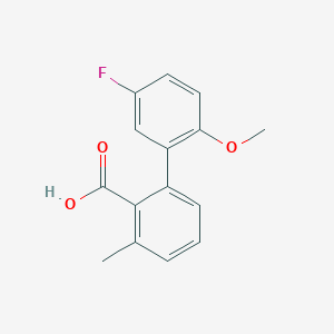 molecular formula C15H13FO3 B6402884 2-(5-Fluoro-2-methoxyphenyl)-6-methylbenzoic acid, 95% CAS No. 1261901-11-4