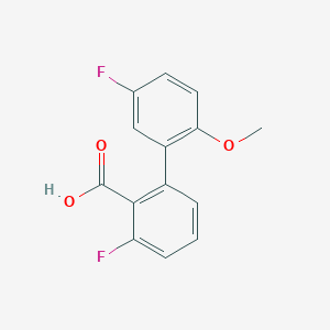 molecular formula C14H10F2O3 B6402912 6-Fluoro-2-(5-fluoro-2-methoxyphenyl)benzoic acid, 95% CAS No. 1261978-51-1