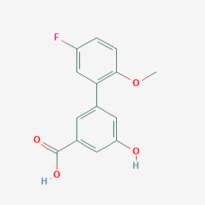 molecular formula C14H11FO4 B6402914 3-(5-Fluoro-2-methoxyphenyl)-5-hydroxybenzoic acid, 95% CAS No. 1261958-42-2