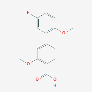 molecular formula C15H13FO4 B6402932 4-(5-Fluoro-2-methoxyphenyl)-2-methoxybenzoic acid, 95% CAS No. 1261969-92-9