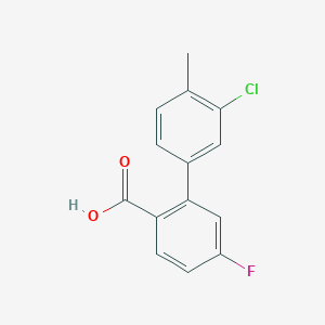 molecular formula C14H10ClFO2 B6403291 2-(3-Chloro-4-methylphenyl)-4-fluorobenzoic acid, 95% CAS No. 1261908-06-8