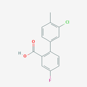 molecular formula C14H10ClFO2 B6403325 2-(3-Chloro-4-methylphenyl)-5-fluorobenzoic acid, 95% CAS No. 1261958-71-7